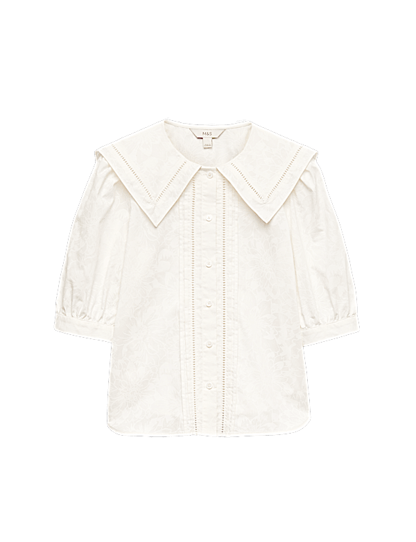Pure Cotton Sailor Collar Button Through Shirt