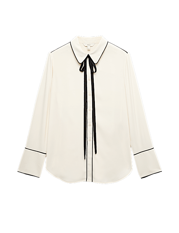 Bow Tie Piped Detail Shirt