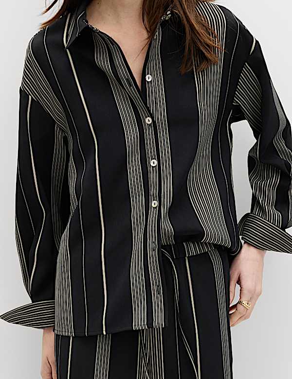 Striped Collared Button Through Shirt