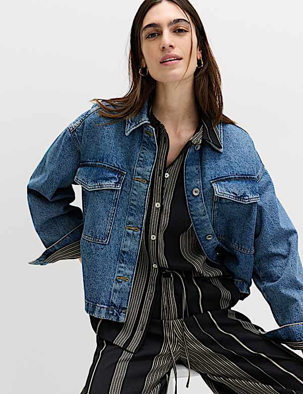 חולצת פסים עם צווארון וכפתורים לכל האורך - IL