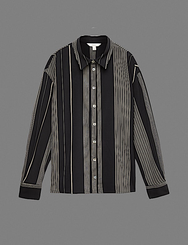 Striped Collared Button Through Shirt