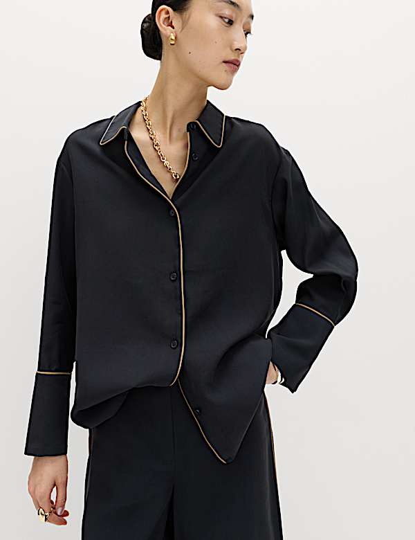 Modal Rich Piped Detail Collared Shirt - RS