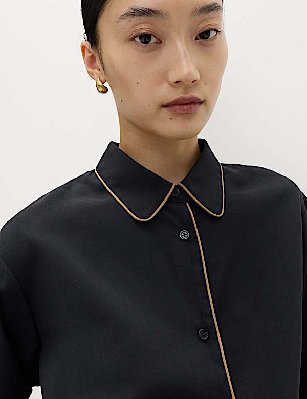 Modal Rich Piped Detail Collared Shirt - RS