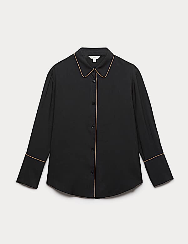 Modal Rich Piped Detail Collared Shirt - RS