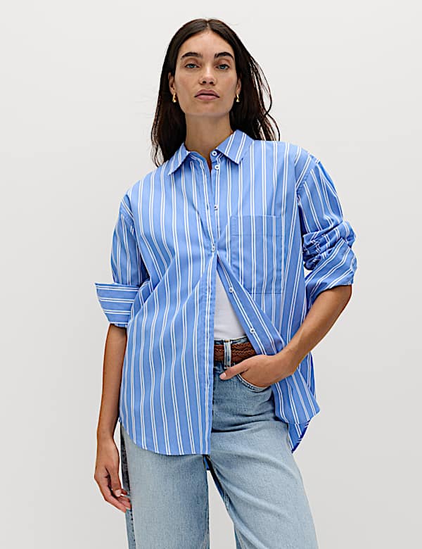 Pure Cotton Striped Girlfriend Shirt