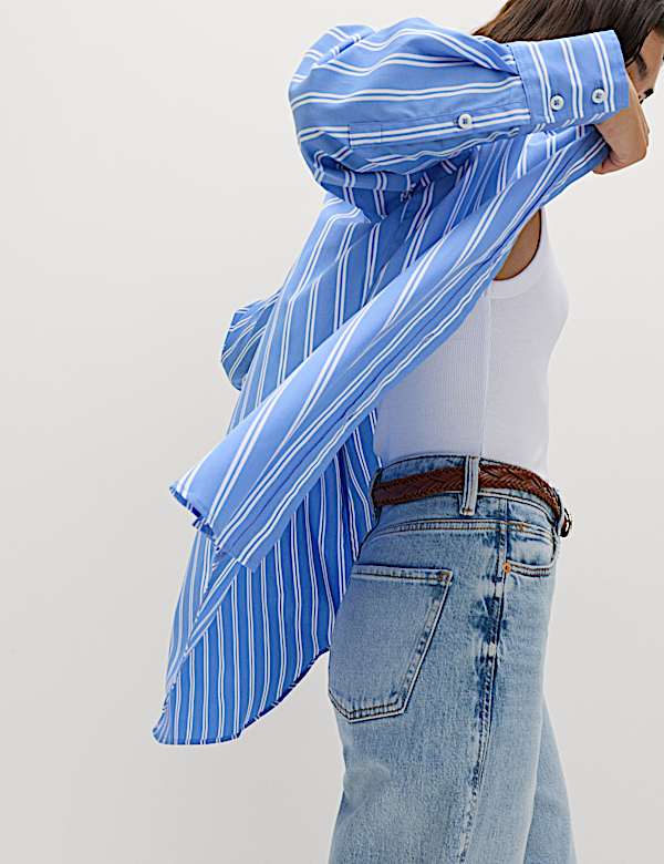 Pure Cotton Striped Girlfriend Shirt