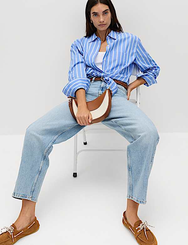 Pure Cotton Striped Girlfriend Shirt