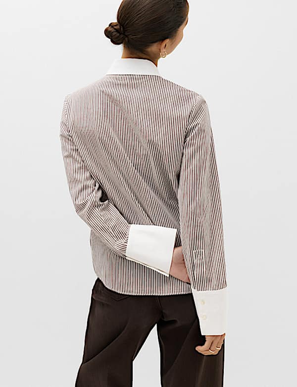 Pure Cotton Striped Tie Detail Shirt - NL