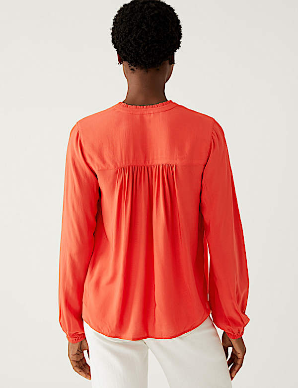 Blouse coupe standard &agrave; manches longues sans encolure - CA