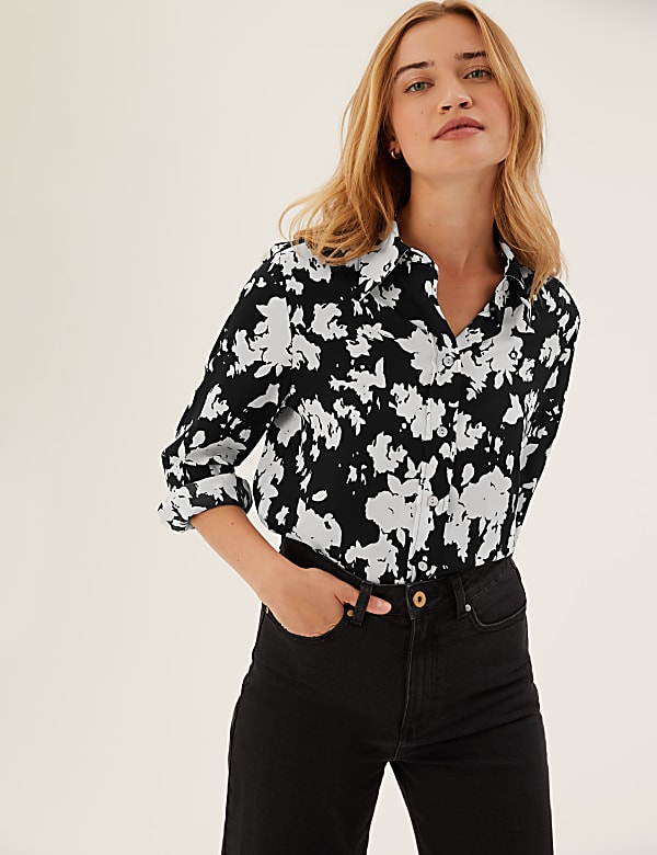 Floral Collared Long Sleeve Shirt