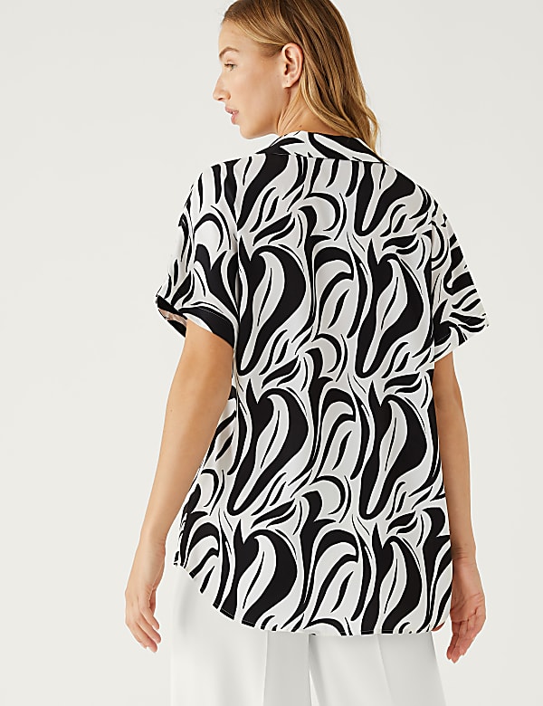 Satin Printed Popover Blouse