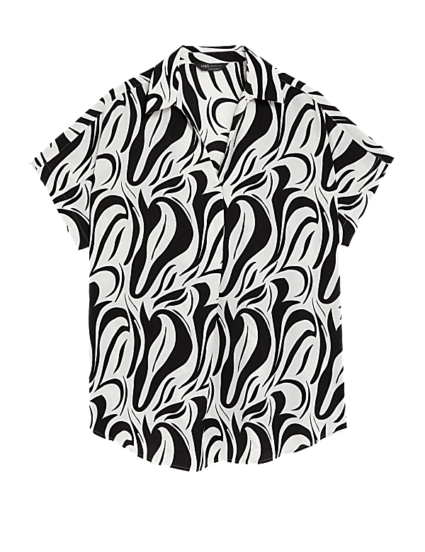 Satin Printed Popover Blouse