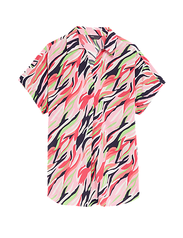 Satin Printed Popover Blouse