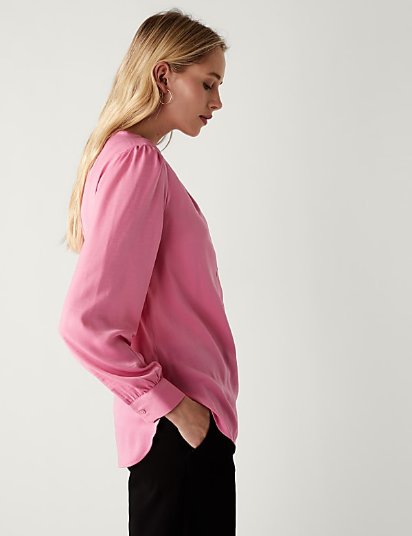 Round Neck Popover Blouse