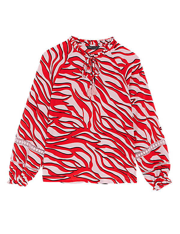 Printed Tie Neck Blouse