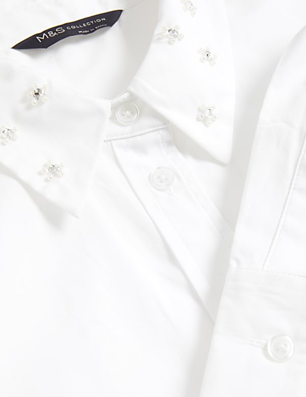 Pure Cotton Embellished Collared Shirt