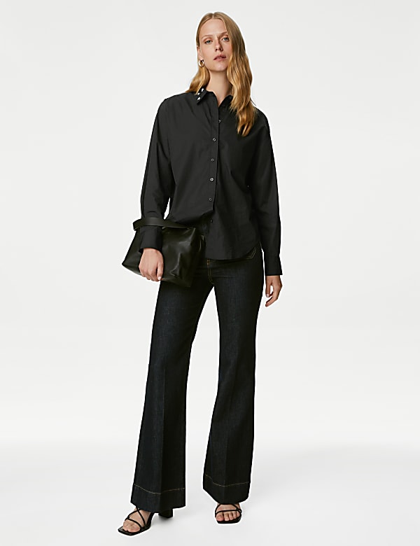 Pure Cotton Embellished Collared Shirt