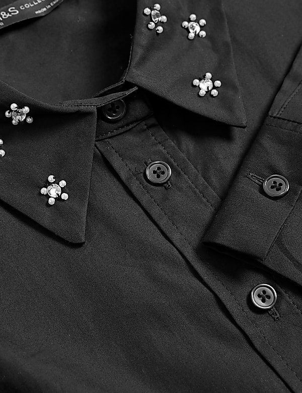 Pure Cotton Embellished Collared Shirt