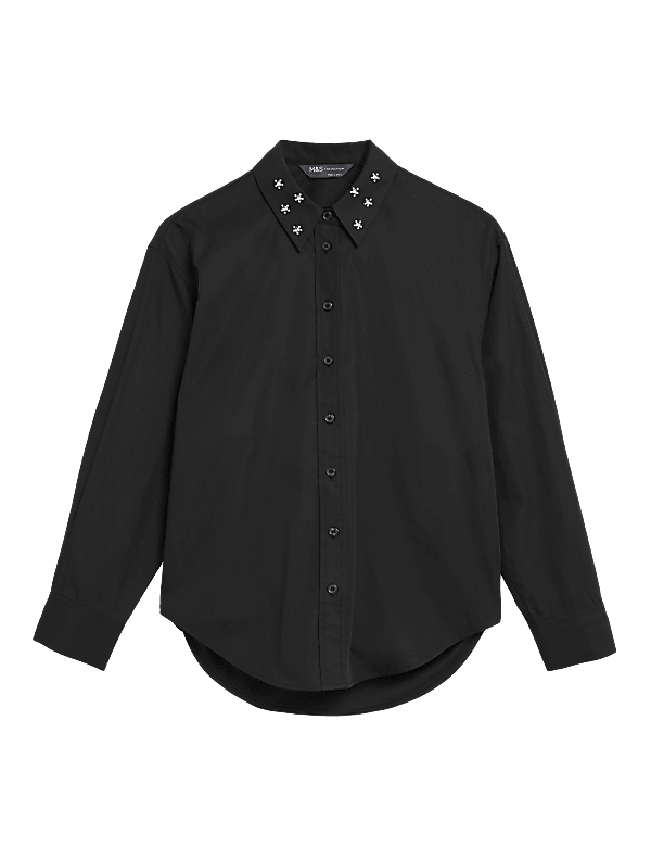 Pure Cotton Embellished Collared Shirt
