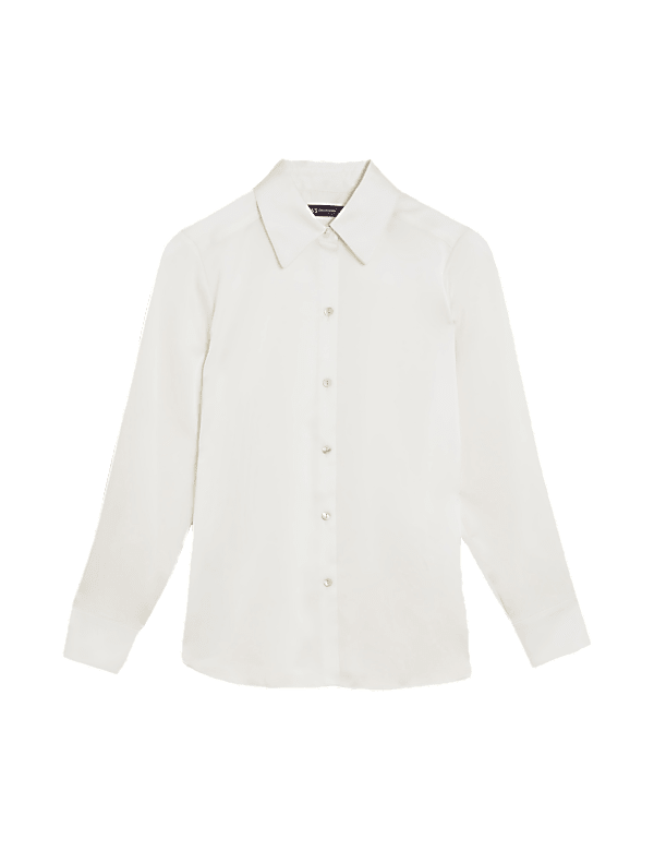 Satin Collared Long Sleeve Shirt