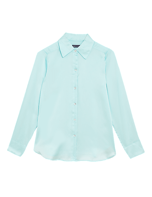 Satin Collared Long Sleeve Shirt