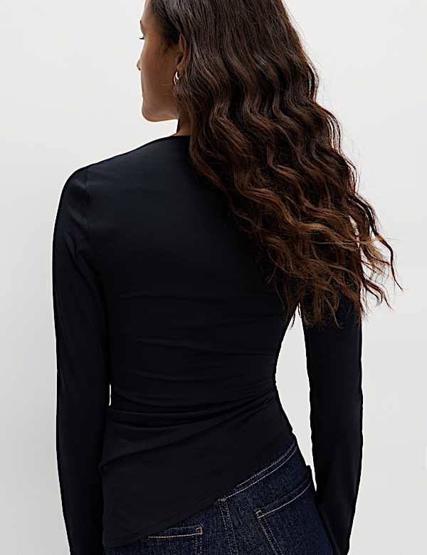 Jersey top met hardwaredetail en schildpadmotief - BE