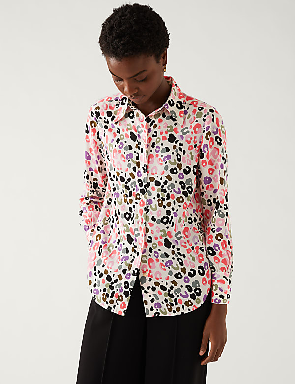 Printed Collared Long Sleeve Shirt