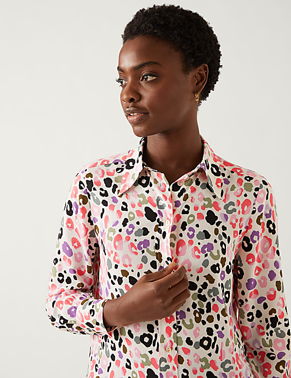 Printed Collared Long Sleeve Shirt