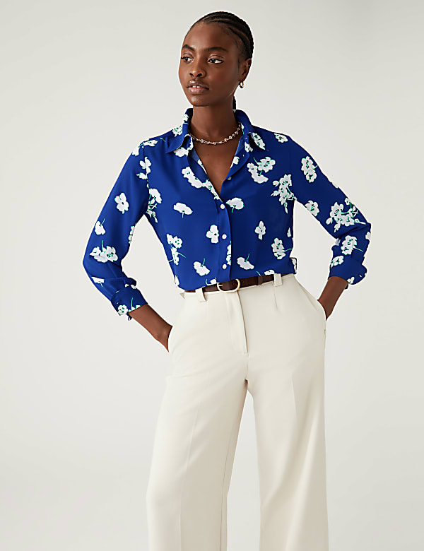 Printed Collared Long Sleeve Shirt