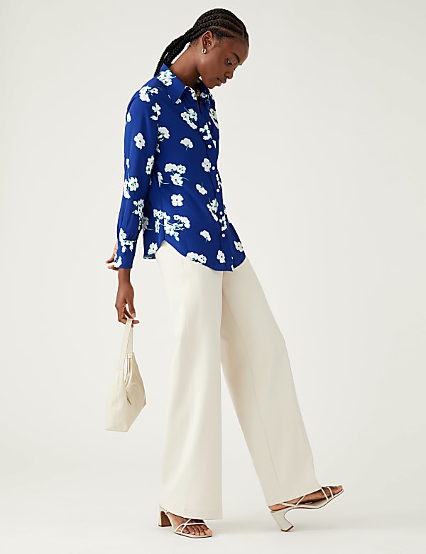 Printed Collared Long Sleeve Shirt