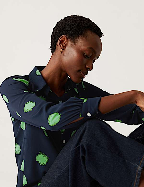 Printed Collared Long Sleeve Shirt