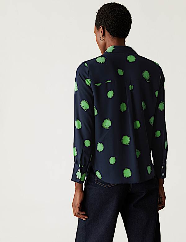 Printed Collared Long Sleeve Shirt