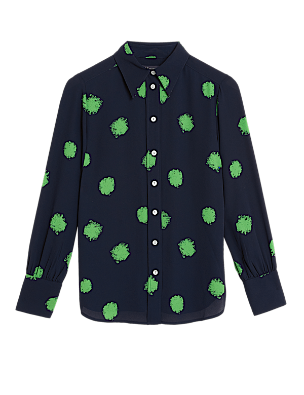 Printed Collared Long Sleeve Shirt