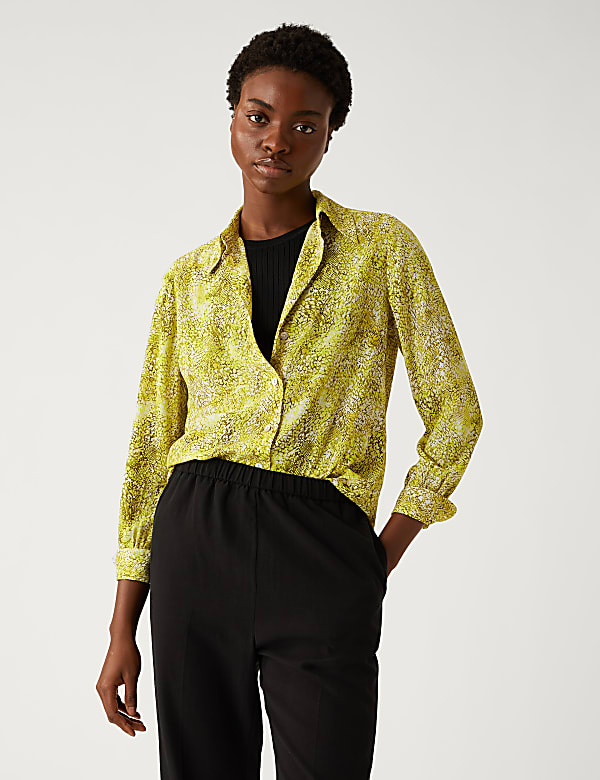 Printed Collared Long Sleeve Shirt