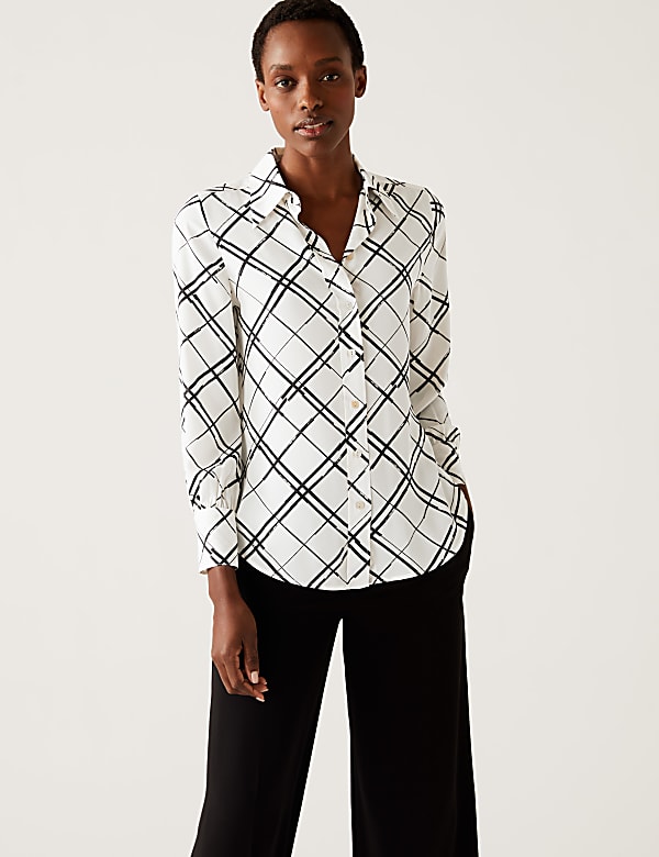 Printed Collared Long Sleeve Shirt