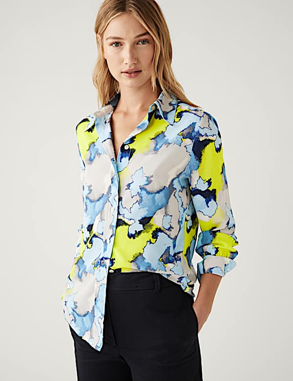 Printed Collared Long Sleeve Shirt