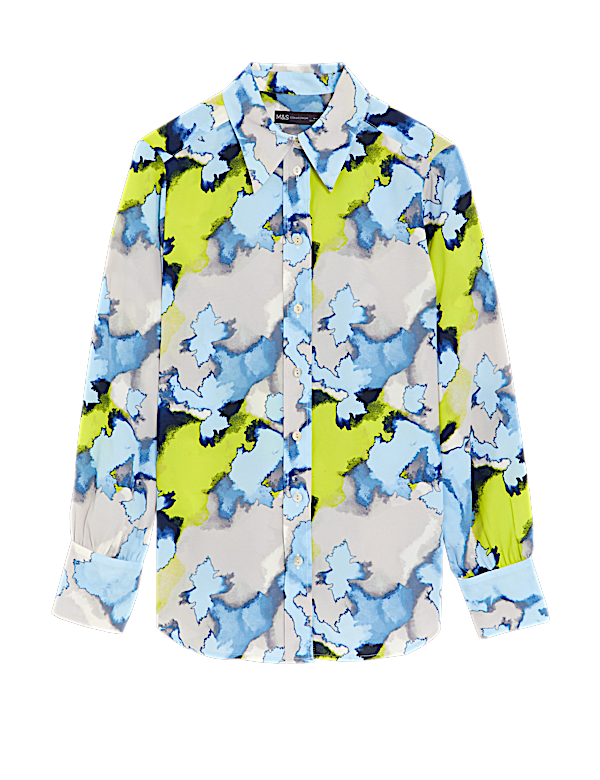 Printed Collared Long Sleeve Shirt