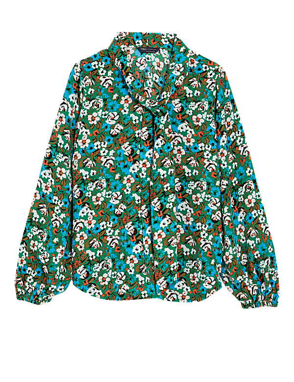 Printed Tie Neck Blouse