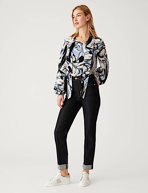 Printed Tie Neck Blouse