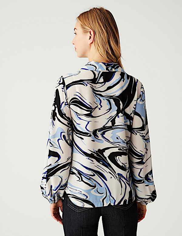 Printed Tie Neck Blouse