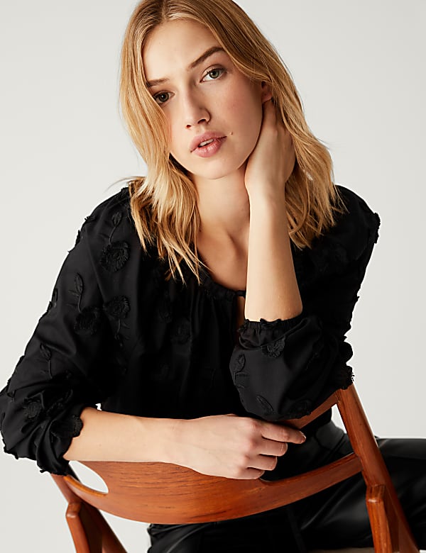 Pure Cotton Embroidered Blouse