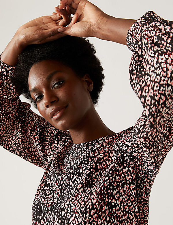 Woven Printed Round Neck Top