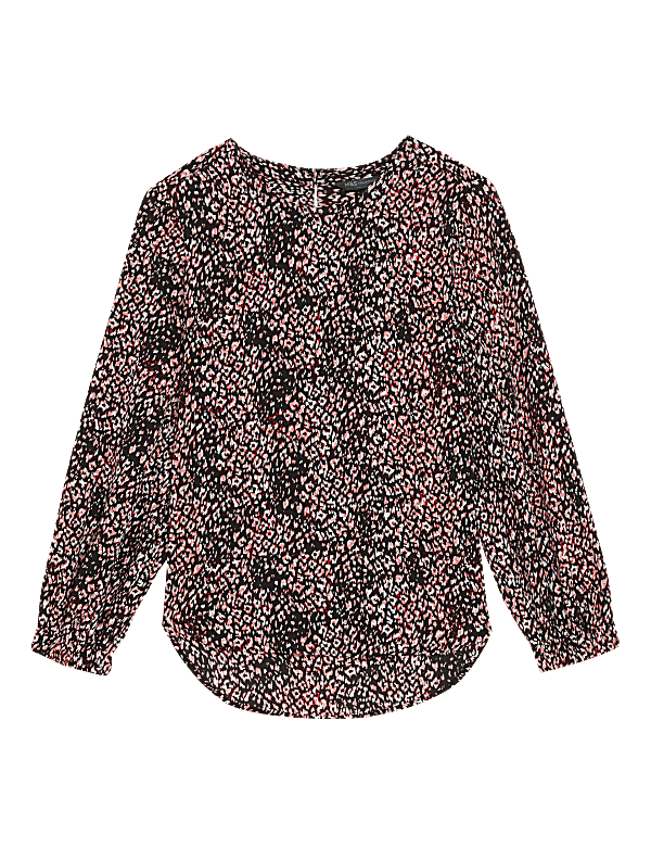 Woven Printed Round Neck Top