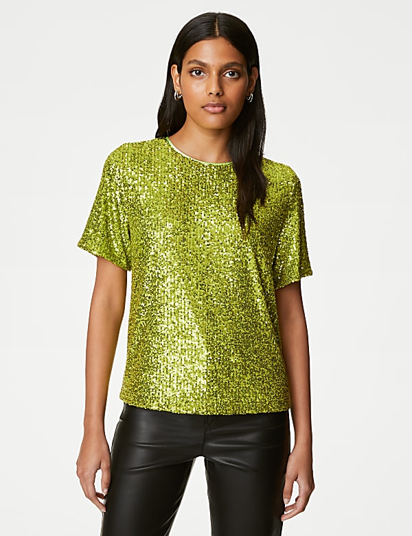 Yellow sequin top cheap