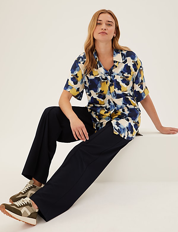 Printed Oversized Short Sleeve Shirt