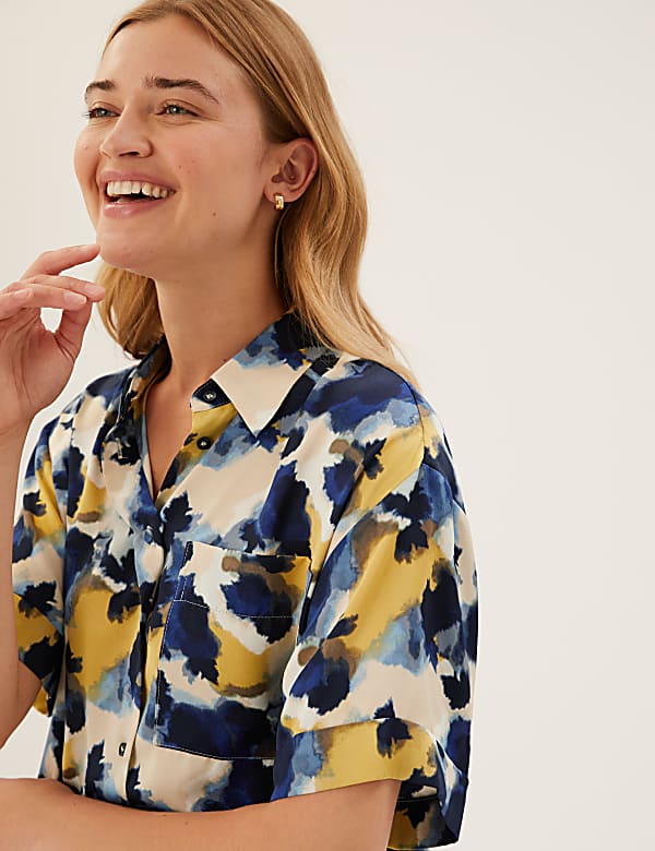 Printed Oversized Short Sleeve Shirt