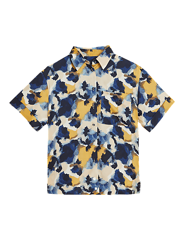 Printed Oversized Short Sleeve Shirt