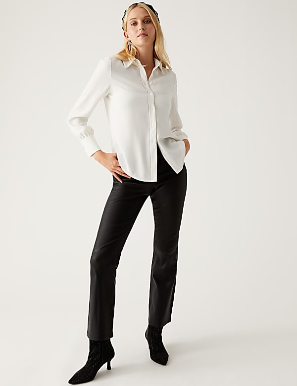 Embellished Collared Long Sleeve Shirt