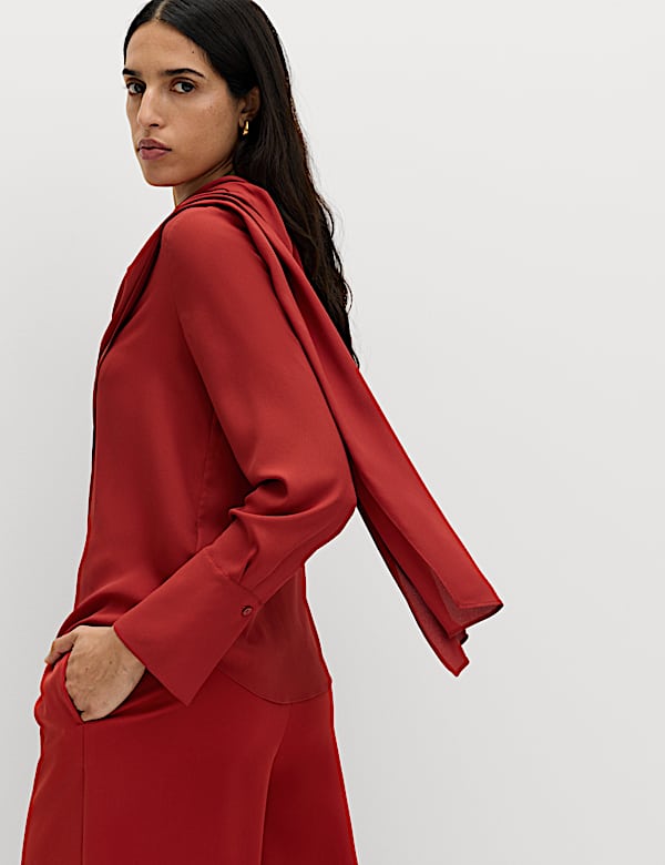 Draped Detail Cowl Neck Top - FR