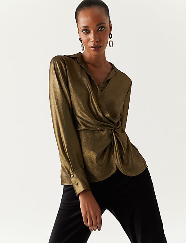 Sparkly V-Neck Wrap Top
